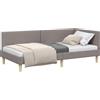 vidaXL Letto angolare Taupe 80 cm x 200 cm Tessuto e compensato