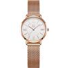 Alienwork Orologio Donna Oro rosa Cinturino in Maglia Metallo Bianco Ultra-sottile Elegante