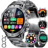 HIRREO Smartwatch Uomo 1,85'' Display HD, Torcia LED, Batteria 1000mAh, 100+ Modalità Sport, IP68 Impermeabile, Cardiofrequenzimetro e Monitor Sonno, Bluetooth Android iOS, Nero