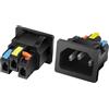 RUNCCI-YUN 2 Pezzi connettori presa di alimentazione 3 pin IEC C14 a scatto/a clip (impugnatura tricolore) C14 Adattatore per spina per montaggio a pannello,250V 10A (nera)