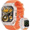 Mingdaln Orologio intelligente militare per uomini con GPS/bussola, assistente vocale GPT, display HD 2.01, chiamate Bluetooth, tracker fitness con modalità, compatibile con Android e iOS (Arancione)