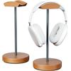 wigmoa SS-M - Supporto per cuffie in legno massello e alluminio, supporto per cuffie da tavolo con base robusta, elegante supporto per cuffie da gioco e da ufficio per tutte le cuffie. (noce/nero)