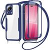 FERLAN Cover per Xiaomi 13 lite/Xiaomi Civi 2 con Cordino, 360 Gradi Antiurto Custodia con Protezione Schermo Integrata Trasparente Rugged TPU Bumper Doppia Protettiva Cover per Xiaomi 13 lite-Blu