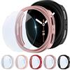 SOLOLUP 5+5 Pezzi Rigide PC Custodia+Pellicole Protettive per Samsung Galaxy Watch 8 Caso 40mm Donna Uomo,Copertura Completa Hard PC Antigraffio Custodia HD Vetro Temperato Pellicola per Samsung Watch 8 40mm