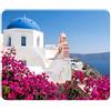 ELLENNE - Tappetino Mouse - Atene Cupola blu Santorini Mare | Panorama Città Mondo Foto Artistica - Mousepad 24x20cm per PC, Ufficio, Gaming e Laptop (Grecia - Santorini in Fiore)