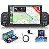 Hodozzy 2GB 64GB Android Autoradio per Fiat Panda 2013-2020 con Wireless Carplay Android Auto Hodozzy 2 Din 7 Pollici Touch Screen Stereo GPS WiFi, Bluetooth DSP Radio FM/RDS, Mirror Link, SWC, Telecamera