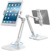 AboveTEK Supporto per Tablet in Alluminio, Con Rotazione a 360°, Compatibile con Tablet e Telefoni da 4 a 11 Pollici, Struttura Professionale e Robusta, Ideale per Negozi, Uffici e Showroom (Bianco)
