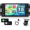 VECHTEL 4G+64G Autoradio Android 15 per Jeep Wrangler Grand Cherokee Compass/Dodge Journey Caliber/Chrysler 300C Sebring, 7'' HD Schermo co Carplay Android Auto GPS Wi-Fi USB/Tipo-C Bluetooth FM RDS
