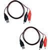 Oiyagai 2 Pezzi Adattatore Clip a Coccodrillo a USB Maschio, Fili di Test Rosso e Nero, 50cm/19,6In