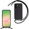 SLWYF Custodia per Samsung Galaxy A57 Cover con Cordino, Silicone Antiurto TPU Morbido Corda Collana Necklace Regolabile Stylish con Catena Ultra Sottile Cover Case, Nero