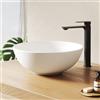 EMKE Lavabo rotondo, 41,5 x 41,5 x 15,5 cm, in ceramica, grande volume, per bagno e WC degli ospiti, senza foro per rubinetto, bianco crudo (crema chiaro)