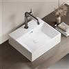 EMKE Lavabo in ceramica, design rettangolare, con foro per rubinetto, per bagno degli ospiti, 410 x 360 x 130 mm, bianco
