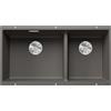 BLANCO SUBLINE 480/320-U | Lavello in granito in SILGRANIT grigio vulcanico | Tipo di montaggio: sottopensile | per mobili larghi 90 cm | Un foro e una sola volta montato | [85,5 x 46 x 21,2 cm]