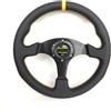 RZoZZZadN Volante da gioco in pelle piatta da 13 pollici 330 mm per PC con cuciture gialle rosse(leather-yellow Omp)