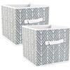 DII, contenitori pieghevoli in tessuto per camerette, uffici, armadi, arredamento, necessità di organizzazione e conservazione, (L - 27,9 x 27,9 x 27,9 cm), motivo a spina di pesce, set di 2, Gray, large