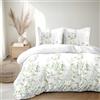 Home Linge Passion Parure copripiumino 240 x 260 cm - 3 pezzi - morbido percalle di cotone - federa + federa - bianco e verde - modello L'insottomessa