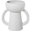 DRW Vaso da tavolo con manici in ceramica, bianco, 35,5 x 34 x 21,5 cm
