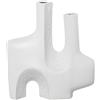 DRW Vaso da tavolo con 2 bocche in ceramica, bianco, 34 x 32 x 9 cm