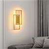 Goeco Applique LED Parete Interno Oro, 28W Lampada da Parete Moderna dal Design Quadrato, Bianco Caldo 3000K Illuminazione da parete in Alluminio per Soggiorno, Camera da Letto, Corridoio