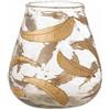 Bloomingville Fidelia 82066382 - Portacandele decorativo in vetro riciclato con decorazione a foglia, altezza 12 cm, diametro 11 cm, colore: oro
