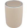 WENKO Secchio con coperchio oscillante Agropoli L beige, 5,5 litri, secchio per bagno con coperchio, pattumiera in plastica di qualità, modellatura plastica e superficie strutturata, Ø 19 x 27 cm
