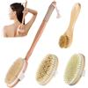 Pmueuff Set di 4 spazzole per doccia -dry brushing - spazzola schiena doccia - spazzola corpo a secco setole naturali, e Esfoliazione, pulizia della pelle