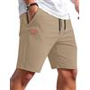 TARAINYA Texture Pantaloncini Uomo Cotone Coulisse Estivi Causal Pantaloni Corti Uomo con Tasche Cachi Chiaro L