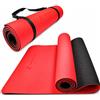 ADRENALINE Tappetino per Yoga, Pilates e Fitness in TPE, Antiscivolo, Rosso e Nero, 183 x 61 x 1 cm, con Cinghia di Trasporto