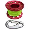 Tdoutop Bobina Subacquea Rotella per Immersione Subacquea Spoletta in Alluminio con Clip in Ottone Guida con Filo Resistente all'Usura Funzione Antitorsione, Rosso