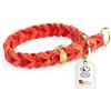 CopcoPet Collare per cani Würger 30-35 cm x 15 mm Rosso - Collare intrecciato con fermo & anello in ottone - In robusto cuoio grasso - Per cani di piccola taglia - Morbido collare in pelle per
