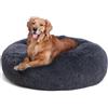 HMTOPE Letto ortopedico per cani Cuscino rotondo per cani Divano per gatti Ciambella accogliente per cani Cesto lavabile, 100cm Ø, grigio scuro