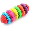 Ruilogod Pet Dog Puppy Cylindrical Tooth Training Playing 6 ruote da masticare Gear Gear Bone Toy Multicolor