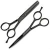 Jiesenyu - Forbici da parrucchiere da 10,2 cm / 12,7 cm / 14,0 cm, in acciaio 440c, forbici da parrucchiere nere (set da 12,7 cm)