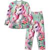 WZYCWB Pink Unicorn Set da casa da uomo, pigiama a maniche lunghe stampato, pratiche tasche laterali, Nero, XL