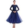 CHAGMEA Abiti da Ballo Standard Abito Valzer Viennese Abito da Ballo Standard Abito da Ballo da Donna Swing Abito da Ballo Moderno,Navy Blue,L