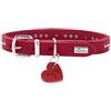 HUNTER Collare per cani Aalborg Hearts, colore: rosso, in morbida pelle bovina di alta qualità, morbido e confortevole, con borchie e dettagli a cuore, ciondolo a forma di cuore, prodotto in Germania
