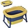 HOMCOM Vaschetta Bagnetto Neonato Pieghevole con Supporto Antiscivolo, Vaschetta da Bagno Portatile per Neonati e Bambini di 0-6 Anni con Foro di Scarico, 75.3x55.4x43cm, Blu e Giallo