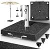 tillvex® Base per Ombrellone da Giardino in Granito, Quadrata - 27 kg, con Tubo in Acciaio Inox, Supporto per ombrellone da Balcone da 16 a 48 mm e 300 cm di Diametro + Maniglia per Il Trasporto