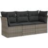 vidaXL Set Divani da Giardino 3 pz con Cuscini Grigio in Polyrattan