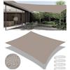 Woace Tenda a Vela Ombreggiante Impermeabile Rettangolare Protezione Raggi UV 98% Tenda da Sole Poliestere Antistrappo Con 4 Corde Fisse per Giardino Balcone Piscinae Terrazza Cachi 2.5x3.5M