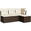 vidaXL Set Divano da Giardino 4 pz con Cuscini Marrone in Polyrattan