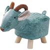 rockible Poggiapiedi per animali Poggiapiedi Pouf Simpatico cartone animato Scarpe in legno portatili Fasciatoio Divano Sgabello da tè per camera da, capra blu
