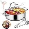 SOLOCJNL Hot Pot - Pentola calda con divisorio per mandarino, in acciaio inox, con 2 mestoli, per casa, feste, riunioni di famiglia