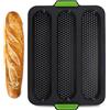 KIMHOME 1 pezzo teglia per baguette, teglia in silicone per baguette con 3 cavità, teglia antiaderente forata per pane francese, teglia forata per pane in cassetta (grigio)