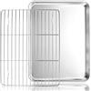 DGN Teglia con Griglia, 31.5x24.5x2.5cm, Acciaio Inossidabile | Griglia Forno Universale, Teglia Pizza Rettangolare, Per Cottura, Rosolatura e Raffreddamento, Lavabile in Lavastoviglie