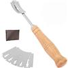 TopHomer Set di utensili per tagliare il pane, lame in acciaio inox, manico in gomma per legno, kit fai da te, include manico per coltello, coperchio protettivo in pelle e 5 lame di ricambio