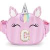 YOOLIFE Regalo di compleanno per ragazze e bambini, marsupio con iniziale, borsa a tracolla, rosa, C, C