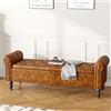 Ckaff Panca Fondo Letto Matrimoniale 160cm, Panca Contenitore Camera da Letto in Pelle PU, Cassapanca Pouf Organizzatore con Braccioli Arrotolati per Camera da Letto Soggiorno Ingresso, Marrone