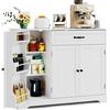 Xbro Credenza con 1 Cassetto e 3 Ante, Mobile Buffet con Spazio di Archiviazione a 3 Livelli, Chiusura Ribaltabile e Angoli Arrotondati, per Cucina, Soggiorno o Camera da Letto, Bianco