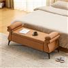 Ckaff Panca Contenitore Camera da Letto 128x44x53cmm, Panca Fondo Letto Matrimoniale, Cassapanca Pouf Organizzatore Ottomano in Pelle PU per Camera da Letto Soggiorno Ingresso, Marrone Chiaro